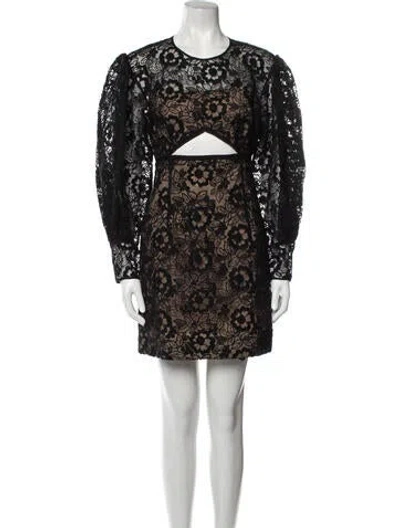 Pre-owned Zac Posen Lace Pattern Mini Dress In Black