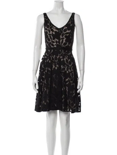 Pre-owned Zac Posen Lace Pattern Mini Dress In Black/green