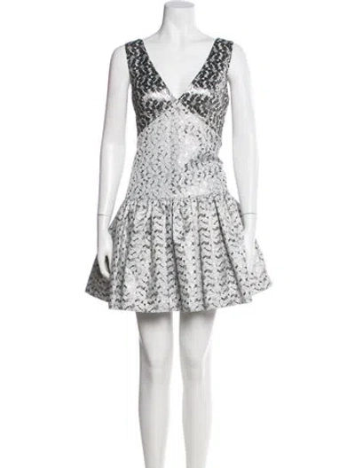 Pre-owned Zac Posen Lace Pattern Mini Dress In Gray