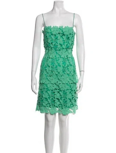 Pre-owned Zac Posen Lace Pattern Mini Dress In Green