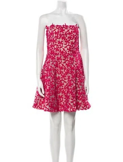 Pre-owned Zac Posen Lace Pattern Mini Dress In Red