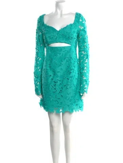 Pre-owned Zac Posen Lace Pattern Mini Dress W/ Tags In Green