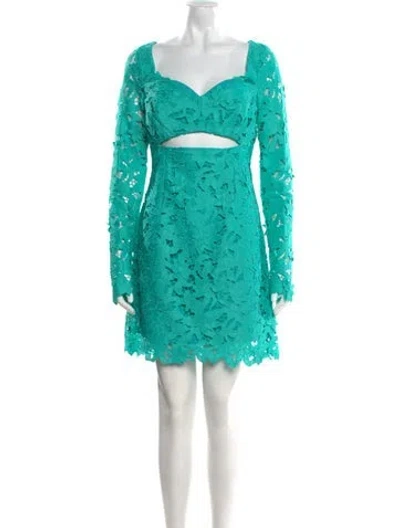 Pre-owned Zac Posen Lace Pattern Mini Dress W/ Tags In Green