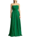 Zac Posen Lace-trimmed Pleated Chiffon Gown In Alpine