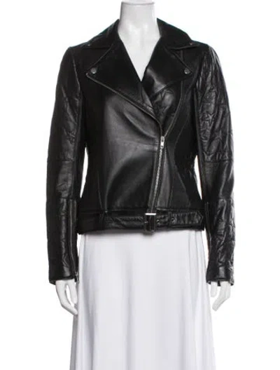 Pre-owned Zac Posen Leather Biker Jacket In Black