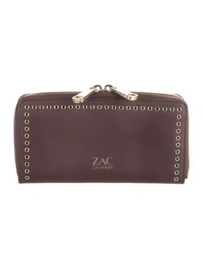 Pre-owned Zac Posen Leather Continental Wallet In Purple