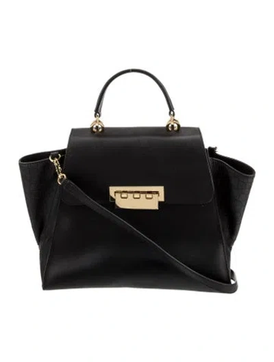 Pre-owned Zac Posen Leather Shoulder Bag In Black