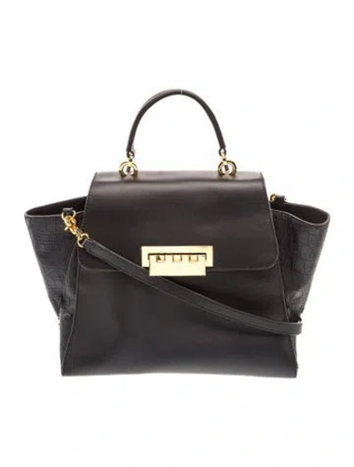 Pre-owned Zac Posen Leather Shoulder Bag In Black