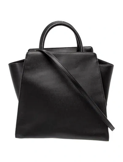 Pre-owned Zac Posen Leather Top Handle Bag In Black