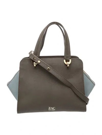 Pre-owned Zac Posen Leather Top Handle Bag In Grey