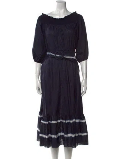 Pre-owned Zac Posen Linen Long Dress In Blue