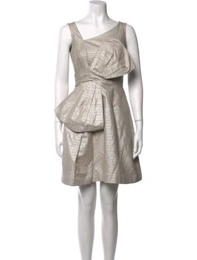 Pre-owned Zac Posen Linen Mini Dress In Metallic/neutrals