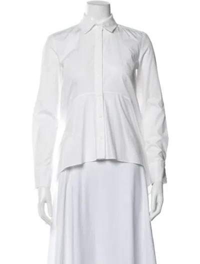 Pre-owned Zac Posen Long Sleeve Button-up Top In White