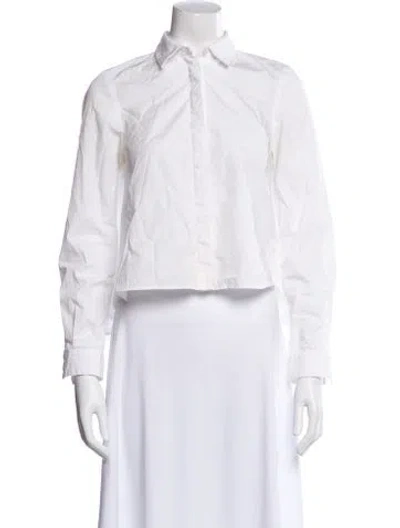 Pre-owned Zac Posen Long Sleeve Crop Top In White