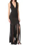 Zac Posen Melody Sleeveless Ponte Column Slits Gown In Black In Black