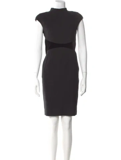 Pre-owned Zac Posen Mock Neck Knee-length Dress In Black