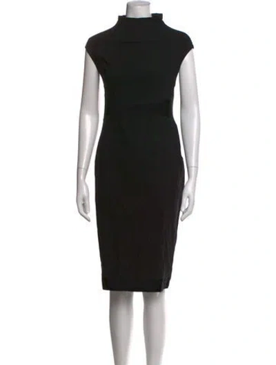 Pre-owned Zac Posen Mock Neck Knee-length Dress In Black
