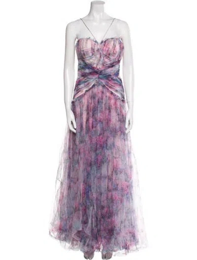 Pre-owned Zac Posen Nylon Long Dress W/ Tags In Purple