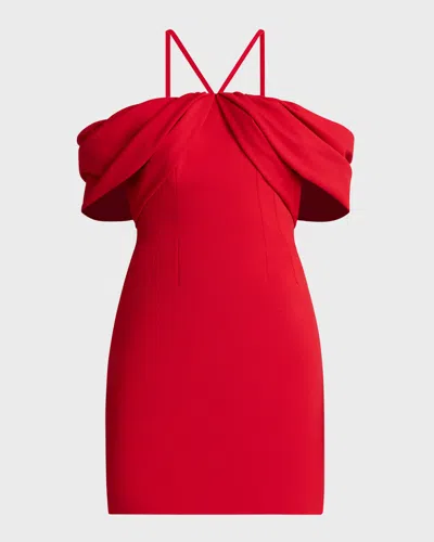 Zac Posen Off-shoulder Crepe Mini Dress In Scarlet