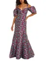 Zac Posen Floral Jacquard Cold-shoulder Sweetheart Gown In Multi