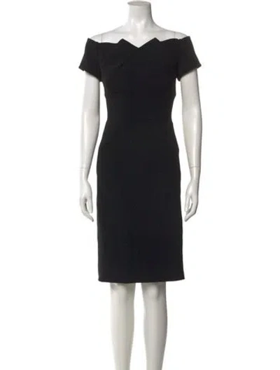 Pre-owned Zac Posen Off-the-shoulder Knee-length Dress In Black
