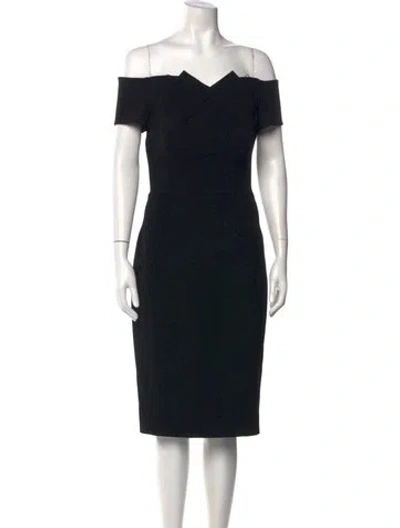 Pre-owned Zac Posen Off-the-shoulder Knee-length Dress In Black