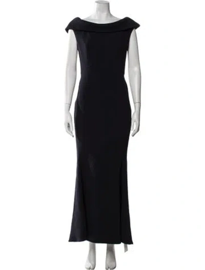 Pre-owned Zac Posen Off-the-shoulder Long Dress In Black