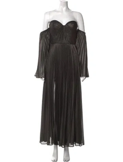 Pre-owned Zac Posen Off-the-shoulder Long Dress In Multi