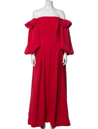 Pre-owned Zac Posen Off-the-shoulder Long Dress In Red