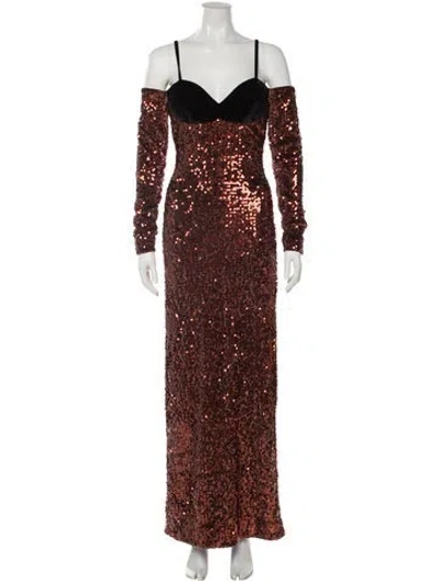 Pre-owned Zac Posen Off-the-shoulder Long Dress W/ Tags In Brown