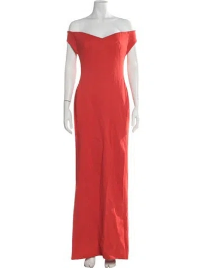 Pre-owned Zac Posen Off-the-shoulder Long Dress W/ Tags In Red
