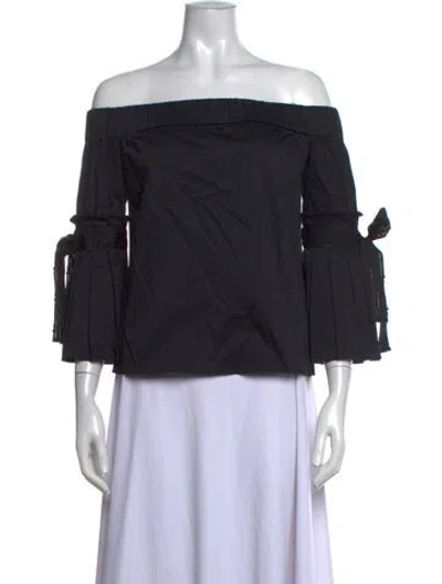 Pre-owned Zac Posen Off-the-shoulder Long Sleeve Top In Black