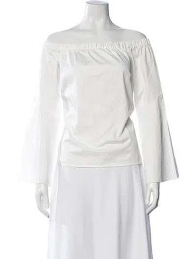 Pre-owned Zac Posen Off-the-shoulder Long Sleeve Top In White