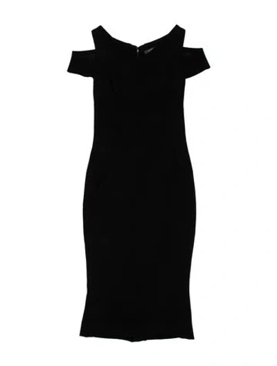Pre-owned Zac Posen Off-the-shoulder Midi Length Dress In Black