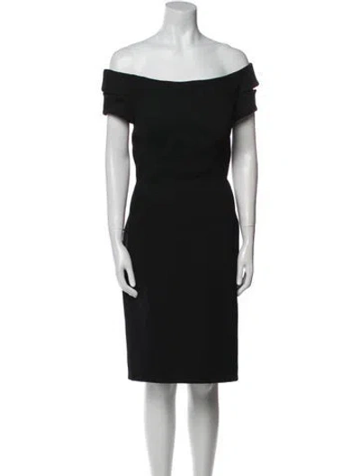 Pre-owned Zac Posen Off-the-shoulder Midi Length Dress In Black