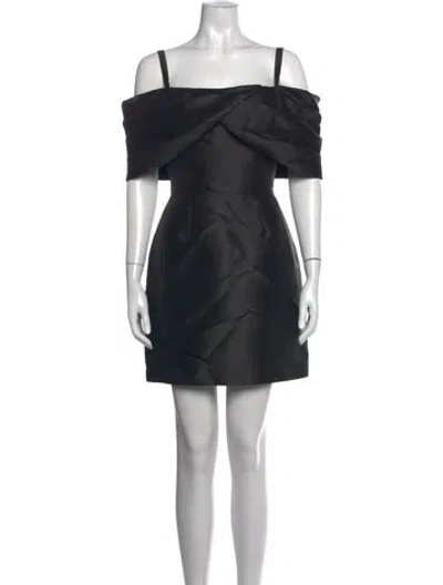 Pre-owned Zac Posen Off-the-shoulder Mini Dress In Black
