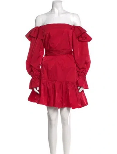 Pre-owned Zac Posen Off-the-shoulder Mini Dress In Pink