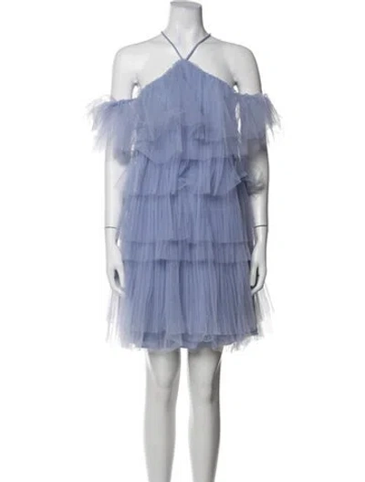 Pre-owned Zac Posen Off-the-shoulder Mini Dress In Purple