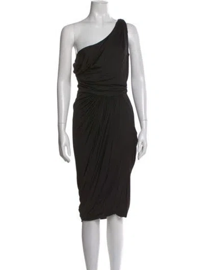 Pre-owned Zac Posen One-shoulder Knee-length Dress In Black