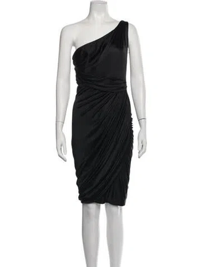 Pre-owned Zac Posen One-shoulder Knee-length Dress In Black