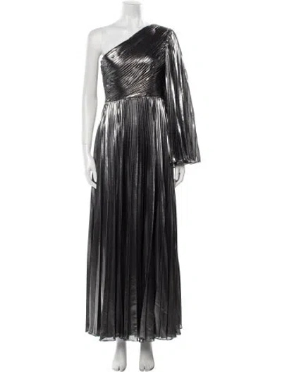 Pre-owned Zac Posen One-shoulder Long Dress In Gray