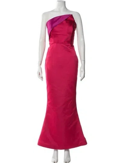 Pre-owned Zac Posen One-shoulder Long Dress In Red