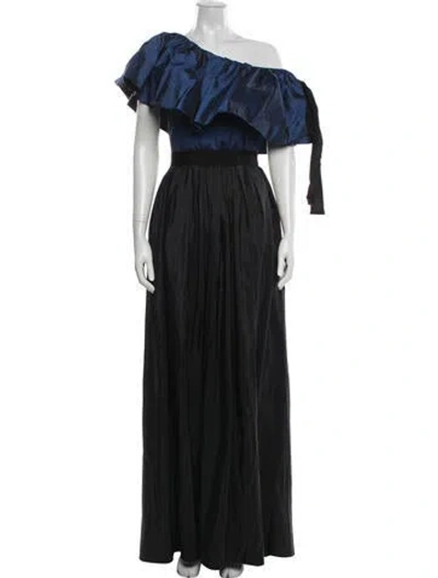 Pre-owned Zac Posen One-shoulder Long Dress W/ Tags In Blue