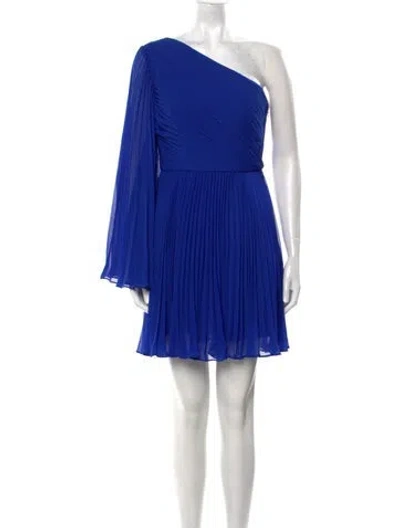 Pre-owned Zac Posen One-shoulder Mini Dress In Blue
