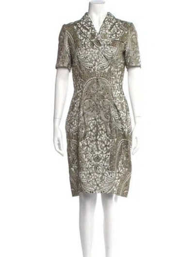 Pre-owned Zac Posen Paisley Print Knee-length Dress In White
