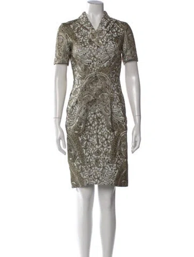 Pre-owned Zac Posen Paisley Print Knee-length Dress In White
