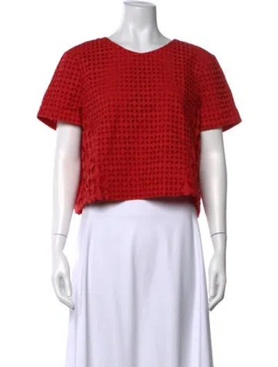 Pre-owned Zac Posen Patterned Crew Neck Top In Red