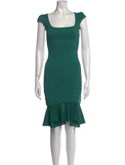 Pre-owned Zac Posen Patterned Knee-length Dress In Green