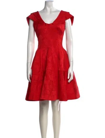 Pre-owned Zac Posen Patterned Knee-length Dress In Red