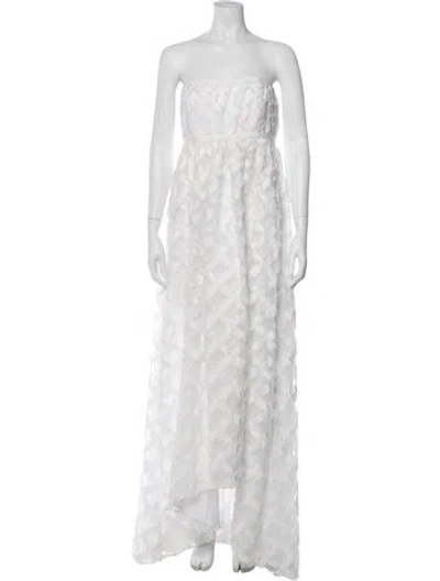 Pre-owned Zac Posen Patterned Long Dress In White